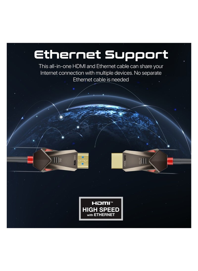 HDMI 2.0 Cable, 4K@60Hz HDMI To HDMI Unidirectional Cable With 3D Video Support, 18Gbps Bandwidth, Ethernet, 15M Fiber Optic Cable And Gold-Plated Connectors For Laptops, Monitors Black