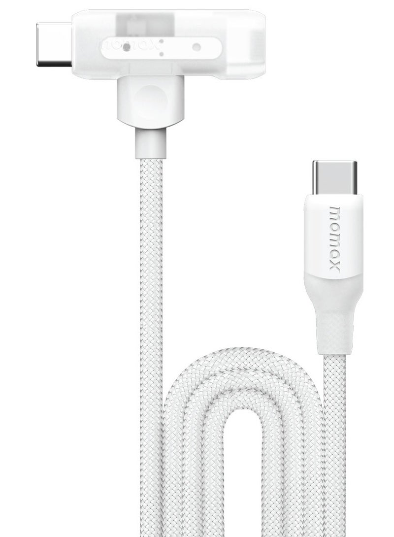 1-Link Flow Duo 2 in 1 USB-C to USB-C + Lightning Cable to USB-C Braided Cable 1.5 Meter [MFI Certified] Fast Charge PD 3.0 - White