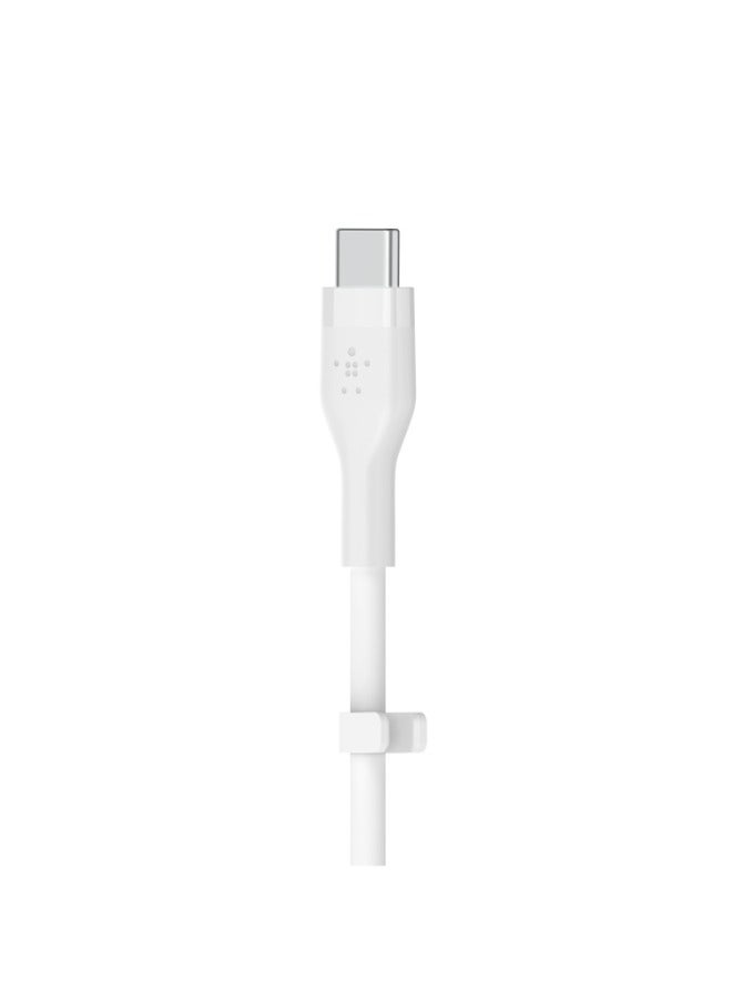 BoostCharge Flex Silicone USB C Cable ChargIng Cable USB type C To USB type C chargIng cable For iPhone 15 Samsung Galaxy S24 S23 iPad MacBook Note Pixel And more   3m White White