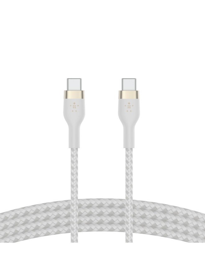 Boostcharge Flex Braided Usb C Charger Cable, Usb-If Certified, Type C Cable, Fast Charging Cable For Iphone 15, Samsung Galaxy S24, Macbook Pro, Ipad, Pixel - 1M White