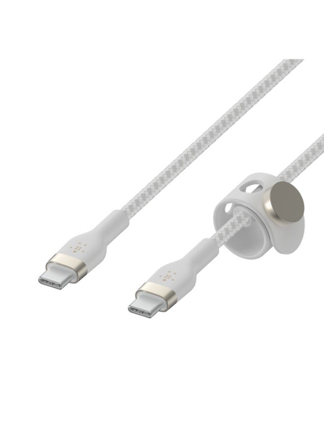 Boostcharge Flex Braided Usb C Charger Cable, Usb-If Certified, Type C Cable, Fast Charging Cable For Iphone 15, Samsung Galaxy S24, Macbook Pro, Ipad, Pixel - 1M White