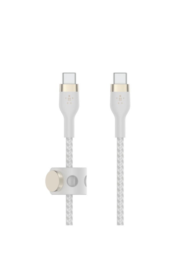 Boostcharge Flex Braided Usb C Charger Cable, Usb-If Certified, Type C Cable, Fast Charging Cable For Iphone 15, Samsung Galaxy S24, Macbook Pro, Ipad, Pixel - 1M White