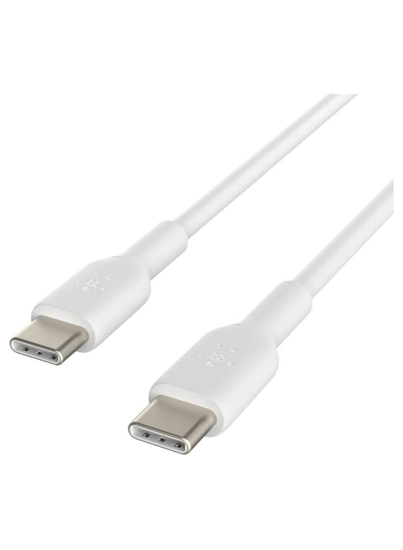Boost Charge USB-C To USB-C Fast Charger Cable, USB Type C Charger Cable Fast Charging For iPhone 15, Samsung Galaxy S23, S22, Google Pixel, iPad, MacBook, Nintendo Switch And More - 2M White