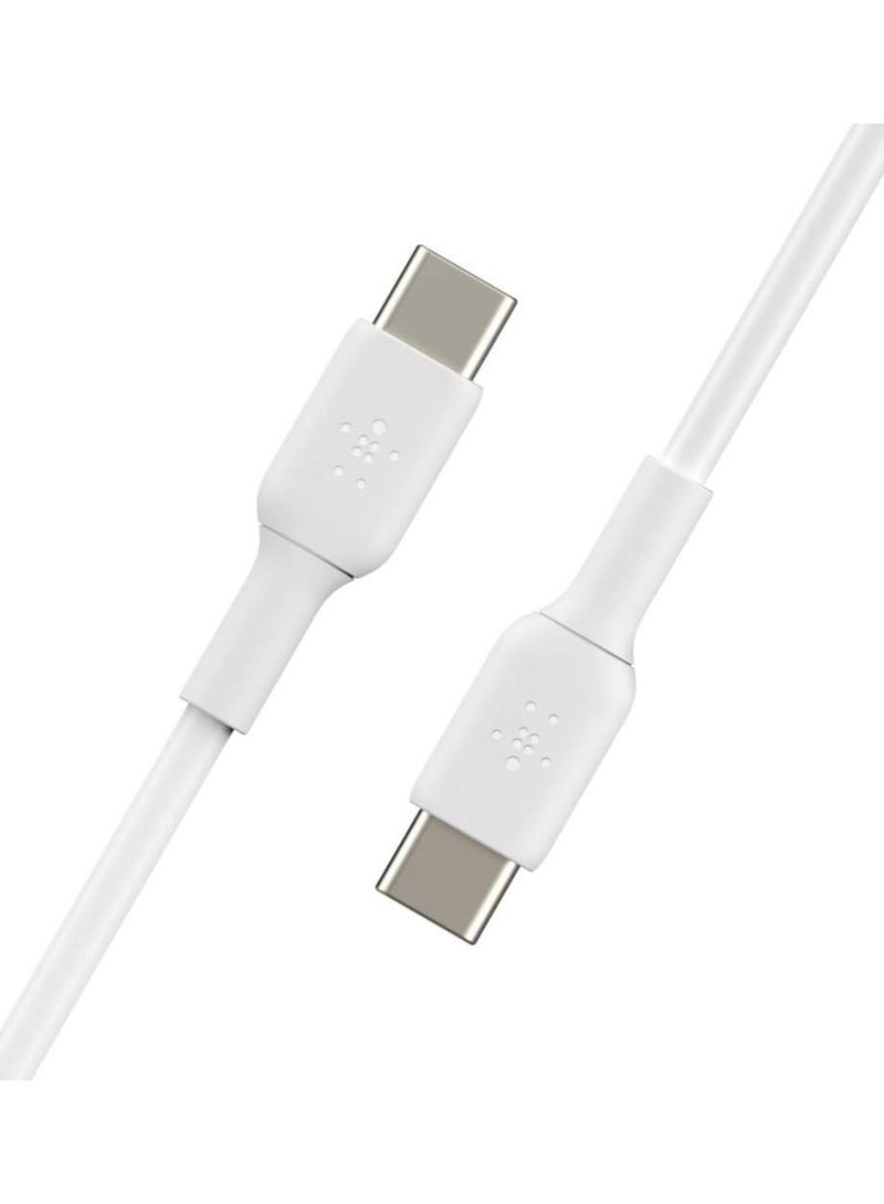Boost Charge USB-C To USB-C Fast Charger Cable, USB Type C Charger Cable Fast Charging For iPhone 15, Samsung Galaxy S23, S22, Google Pixel, iPad, MacBook, Nintendo Switch And More - 2M White
