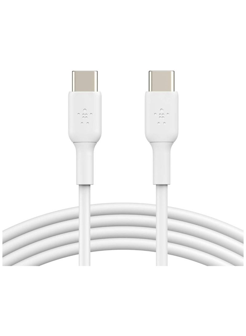 Boost Charge USB-C To USB-C Fast Charger Cable, USB Type C Charger Cable Fast Charging For iPhone 15, Samsung Galaxy S23, S22, Google Pixel, iPad, MacBook, Nintendo Switch And More - 2M White