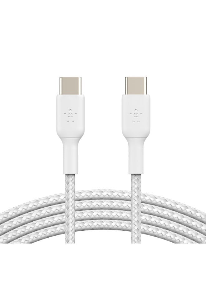 BoostCharge braided USB C Charger Cable USB Type C  Cable Fast ChargIng Cable For iPhone 15 Samsung Galaxy S24 Google Pixel iPad MacBook NIntendo And more   2m 2 Pack White White