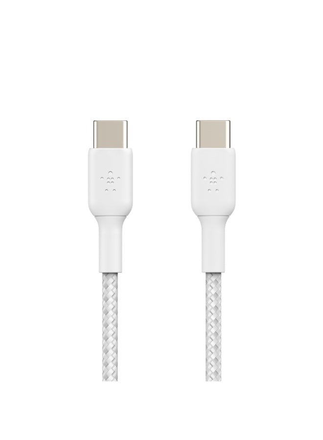 BoostCharge braided USB C Charger Cable USB Type C  Cable Fast ChargIng Cable For iPhone 15 Samsung Galaxy S24 Google Pixel iPad MacBook NIntendo And more   2m 2 Pack White White