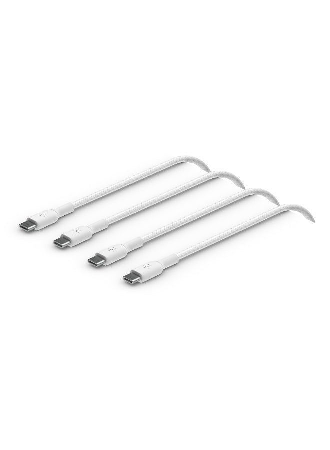 BoostCharge braided USB C Charger Cable USB Type C  Cable Fast ChargIng Cable For iPhone 15 Samsung Galaxy S24 Google Pixel iPad MacBook NIntendo And more   2m 2 Pack White White