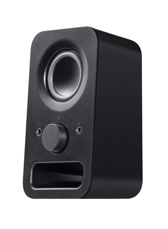 Z150 Compact Multimedia Stereo Speakers, 3.5mm Audio Input, Integrated Controls, Headphone Jack, Computer/Smartphone/Tablet/Music Player Midnight Black