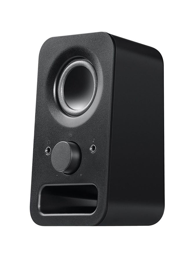 Z150 Compact Multimedia Stereo Speakers, 3.5mm Audio Input, Integrated Controls, Headphone Jack, Computer/Smartphone/Tablet/Music Player Midnight Black