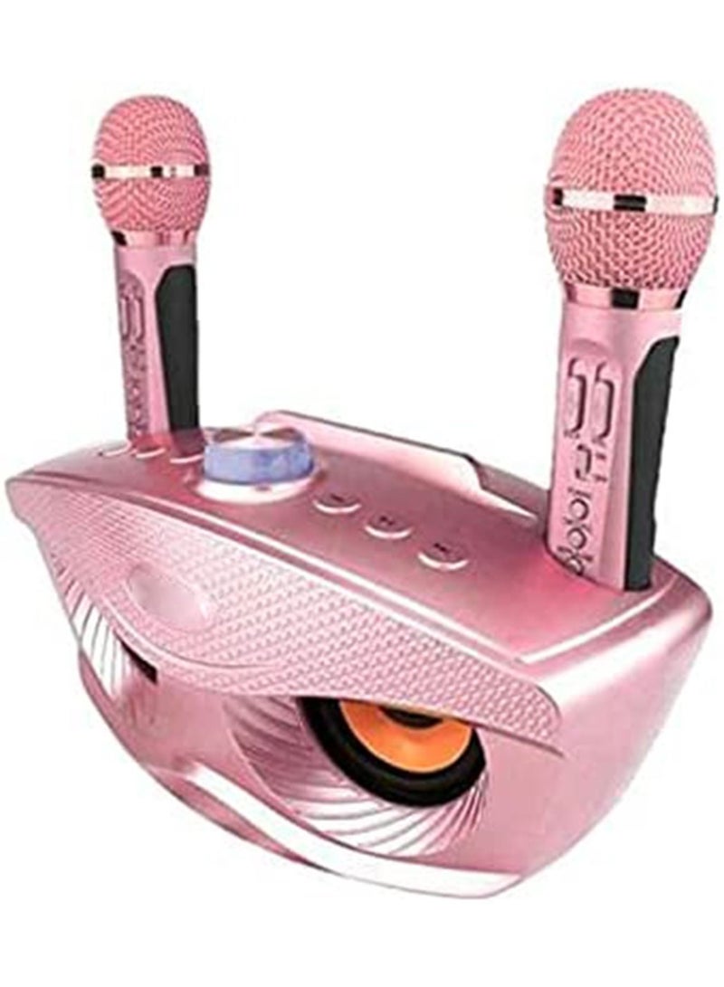 SD306 Dual Wireless Microphone Bluetooth Stereo Speaker Set USB TF CARD AUX Pink