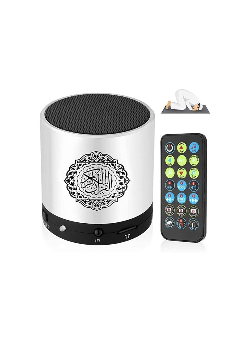 Portable Quran Speakers Wireless Card Bluetooth Arabic Speaker With Support Quran Translation, which Selects Your Native Language For Understand Quran Meaning(Silver)