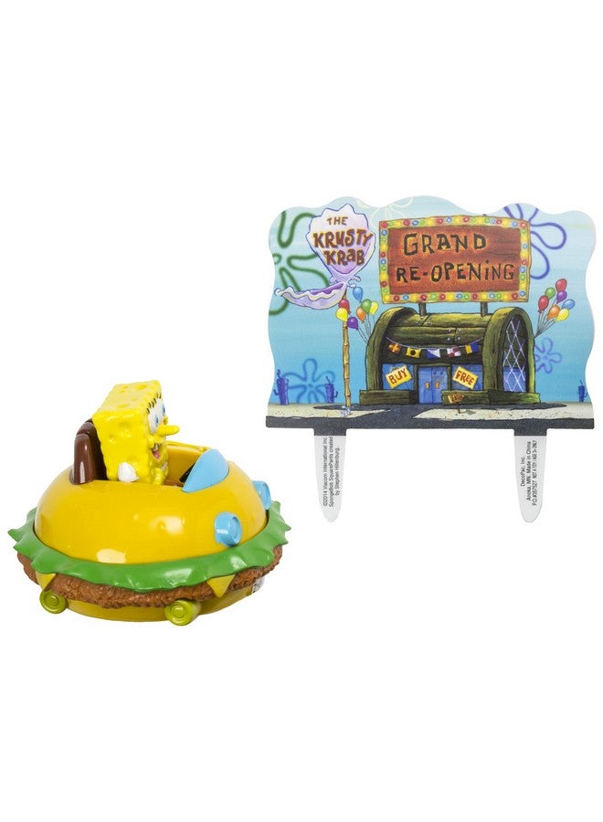 Decoset® Spongebob Square Pants Krabby Patty Cake Topper 2Piece Birthday Party Set With Rolling Car Figure For Fun After The Party 3