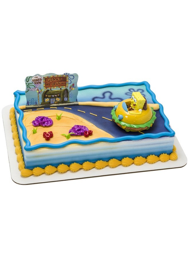 Decoset® Spongebob Square Pants Krabby Patty Cake Topper 2Piece Birthday Party Set With Rolling Car Figure For Fun After The Party 3