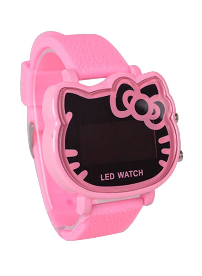 Cute Cartoon Cat Shape LED Electronic Watch Alloy Silicone Children Watch