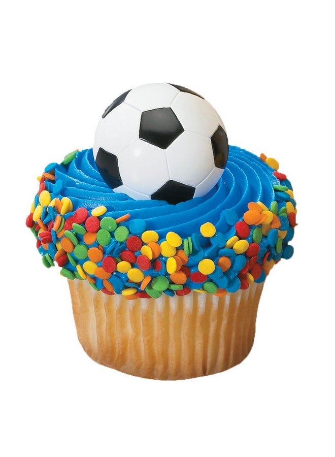 3D Soccer Ball Cupcake Rings 12 Count