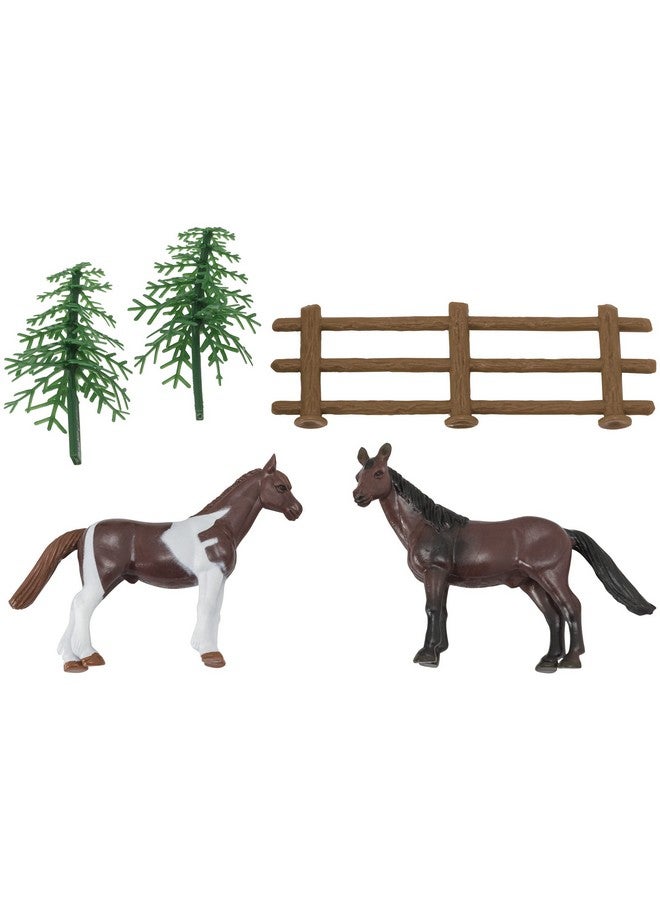 Decoset® Horses Cake Topper 5Piece Topper Set Cake Decoration With 2 Horses Fence And Trees Ready To Use For Equinethemed Birthday Celebration Food Safe