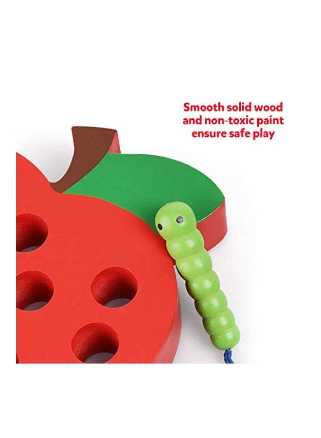 Wooden Lacing Apple Puzzle Threading Toy