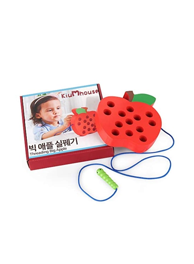 Wooden Lacing Apple Puzzle Threading Toy