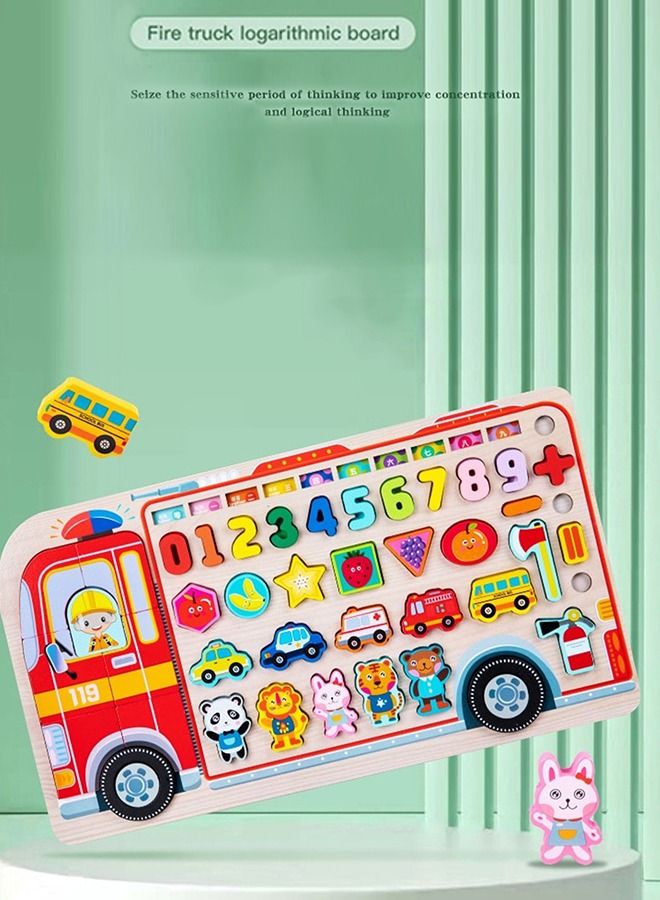 5 In 1 Wooden Board Puzzle For Kids Toys, Montessori Toys With Fish Catching Game, Numbers, Shapes, Animals, Vehicles Puzzle, Learning Educational Puzzle Toys For Kids 2+Years Boy Girl
