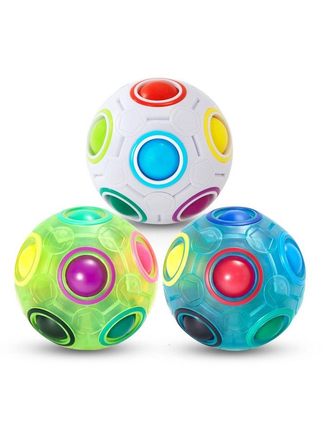 Magic Rainbow Puzzle Ball, Fidget Ball Puzzle Game Fun Stress Reliever Magic Ball Brain Teaser Fidget Toys For Children Teens & Adults3 Pack