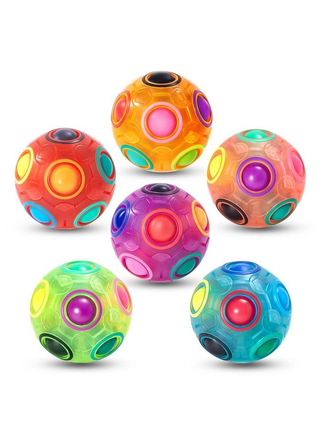 Puzzle Ball 3D Puzzle Fidget Ball Fun Rainbow Puzzle Ball Stress Reliever Fidget Toy Gift For Children Teens & Adults (Orange Red Pink Purple Green Blue)