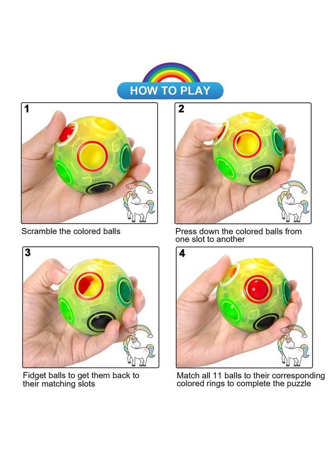 Puzzle Ball 3D Puzzle Fidget Ball Fun Rainbow Puzzle Ball Stress Reliever Fidget Toy Gift For Children Teens & Adults (Orange Red Pink Purple Green Blue)