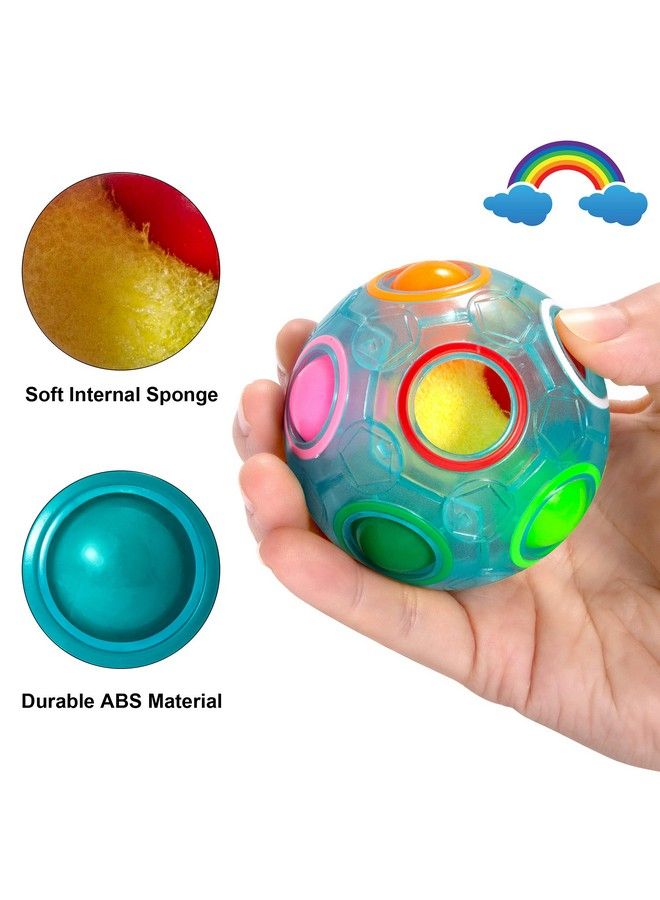 Puzzle Ball 3D Puzzle Fidget Ball Fun Rainbow Puzzle Ball Stress Reliever Fidget Toy Gift For Children Teens & Adults (Orange Red Pink Purple Green Blue)