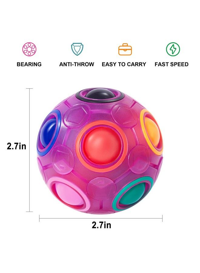 Puzzle Ball 3D Puzzle Fidget Ball Fun Rainbow Puzzle Ball Stress Reliever Fidget Toy Gift For Children Teens & Adults (Orange Red Pink Purple Green Blue)