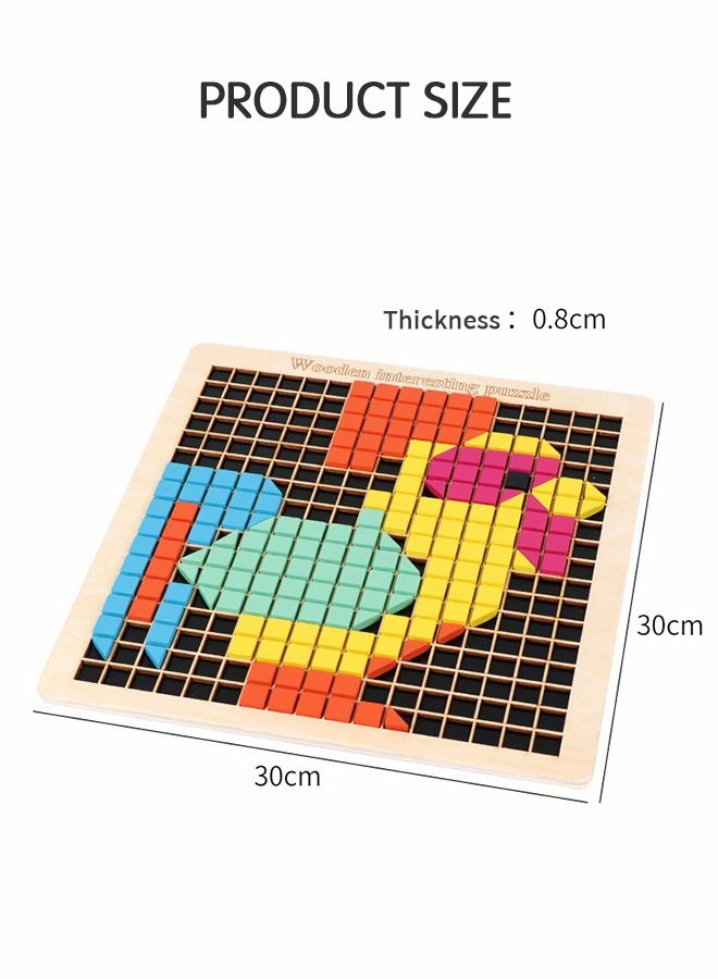 Mosaic Puzzles Wooden Puzzles for Kids, Early Learning Educational Toys DIY Puzzles, Vegetarian Board Game Montessori STEM Toys