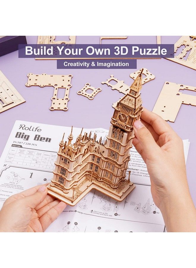 3D Wooden Puzzles Big Ben Craft Model Kits For Adults To Build Birthday Gift For Family And Friends