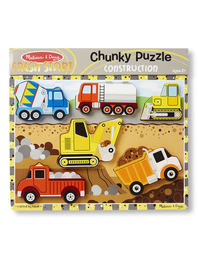 6-Pieces Construction Chunky Pegged Puzzles