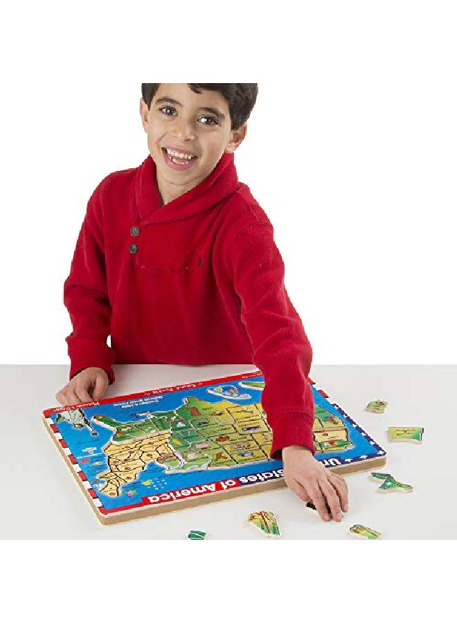 Usa Map Sound Puzzle Wooden Puzzle With Sound Effects (40 Pcs)