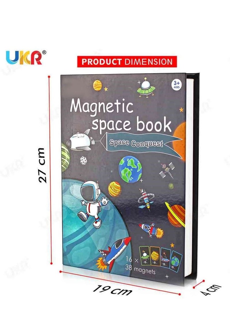 UKR Boy's Magnetic Book Shape Aerospace Puzzles Game – Engaging Educational Toy for Kids Age 3+ | Fun Learning Activity for Shape Recognition & Space Exploration | Interactive Puzzle for Toddlers & Preschoolers | STEM Learning Toy for Kids | Space-Themed Magnetic Puzzle for Early Education