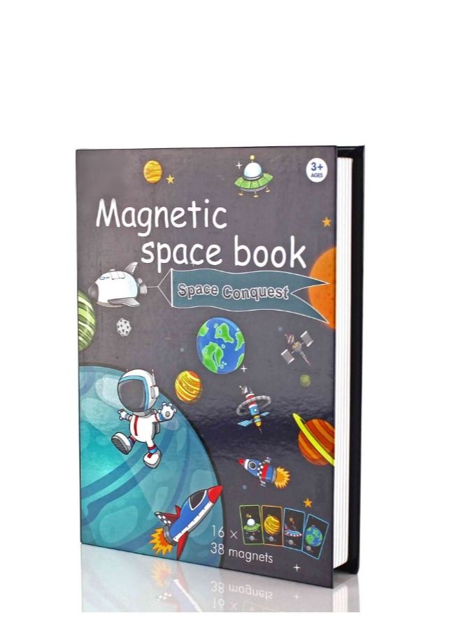 UKR Boy's Magnetic Book Shape Aerospace Puzzles Game – Engaging Educational Toy for Kids Age 3+ | Fun Learning Activity for Shape Recognition & Space Exploration | Interactive Puzzle for Toddlers & Preschoolers | STEM Learning Toy for Kids | Space-Themed Magnetic Puzzle for Early Education