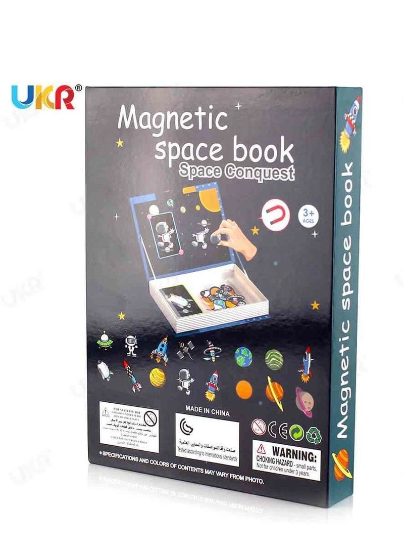 UKR Boy's Magnetic Book Shape Aerospace Puzzles Game – Engaging Educational Toy for Kids Age 3+ | Fun Learning Activity for Shape Recognition & Space Exploration | Interactive Puzzle for Toddlers & Preschoolers | STEM Learning Toy for Kids | Space-Themed Magnetic Puzzle for Early Education