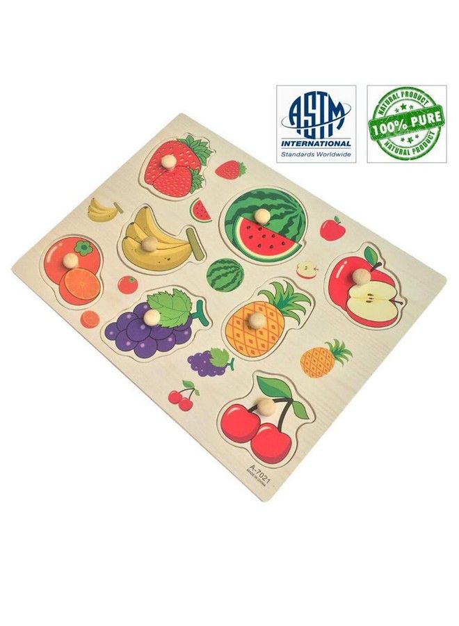 Home Learning Preschool Early Educational Development Colorful Fruit And Vegetables Wooden Peg Puzzle Jigsaw Bundle Shape Toys And Games For Age 37 Years Old Child Children Boys Girls