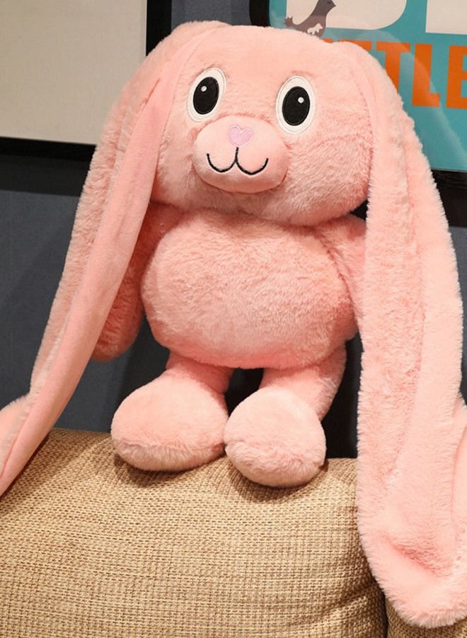 80CM Plush Bunny Pink Rabbits Toys Retractable Long Ears Legs Decompression Toy Throw Pillow for Home Bed Couch Sofa Car Chair