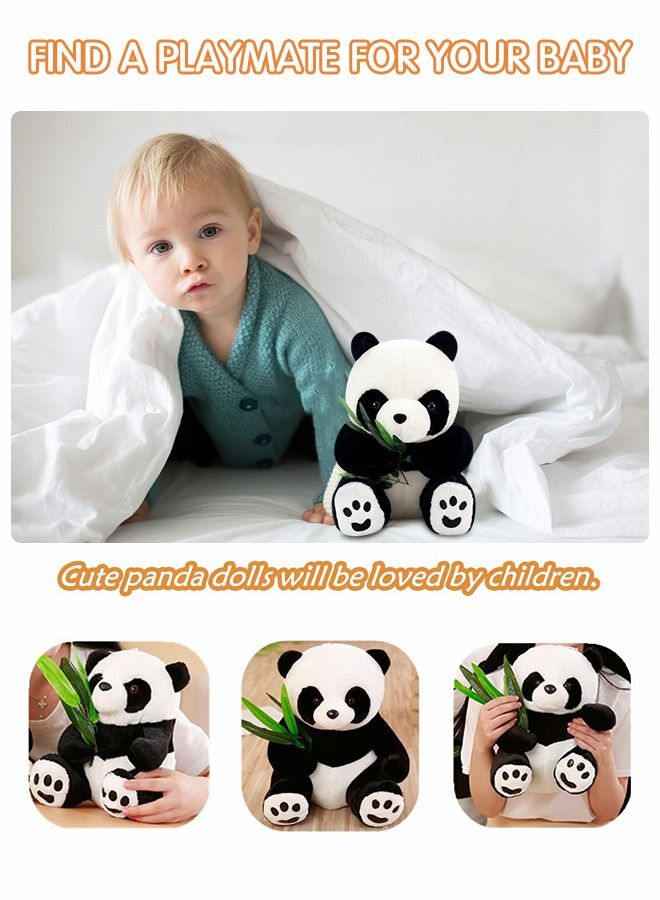 28cm Panda Plush Toy Plush Animal Doll Animal Plush Toy Children's Cartoon Animal Toy Companion Doll Panda Toy With Bamboo Leaves