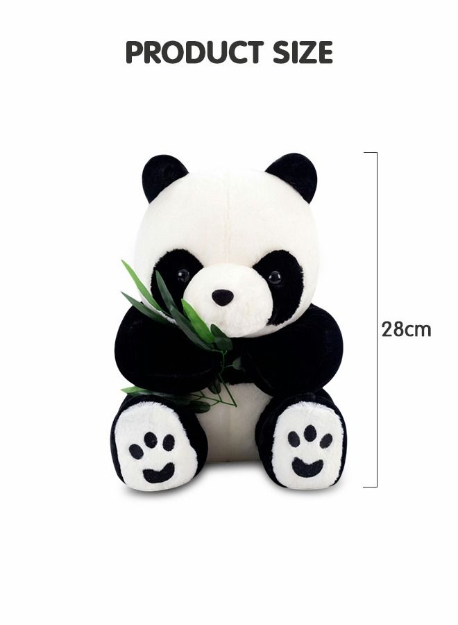 28cm Panda Plush Toy Plush Animal Doll Animal Plush Toy Children's Cartoon Animal Toy Companion Doll Panda Toy With Bamboo Leaves