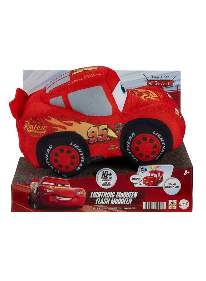 Disney And Pixar Cars 10 Inch Lightning Mcqueen Talking Plush Toy Car With 10 Sounds