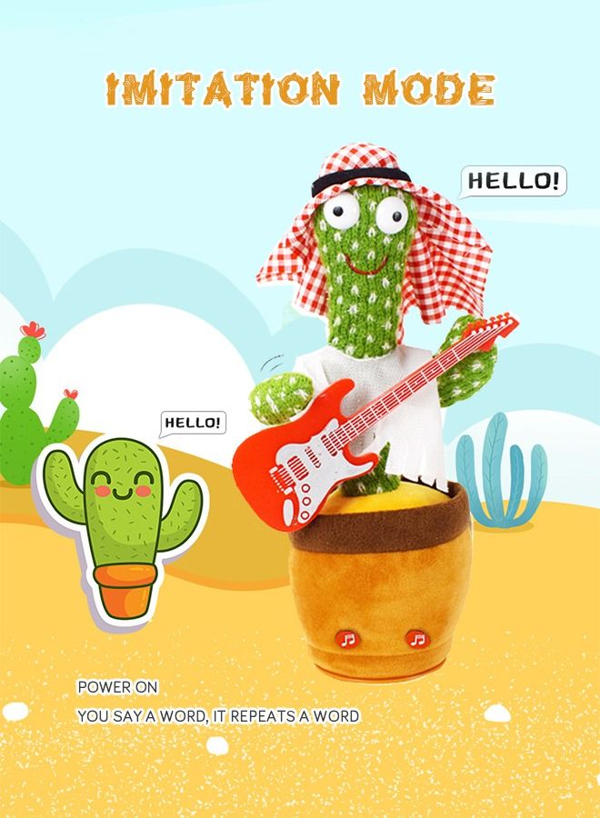 Dancing Cactus Sing Dance Record Learn Words Shine and Twist Plush Toys For Kids