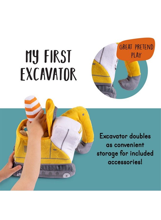 Talking Excavator Plush Toy Set ; Includes 3 Construction Items ; Plush Construction Stuffed Toy ; Excavator Toy Truck ; Plush Stuffed Construction Truck