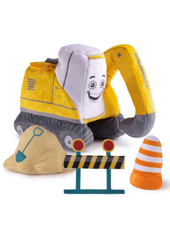 Talking Excavator Plush Toy Set ; Includes 3 Construction Items ; Plush Construction Stuffed Toy ; Excavator Toy Truck ; Plush Stuffed Construction Truck