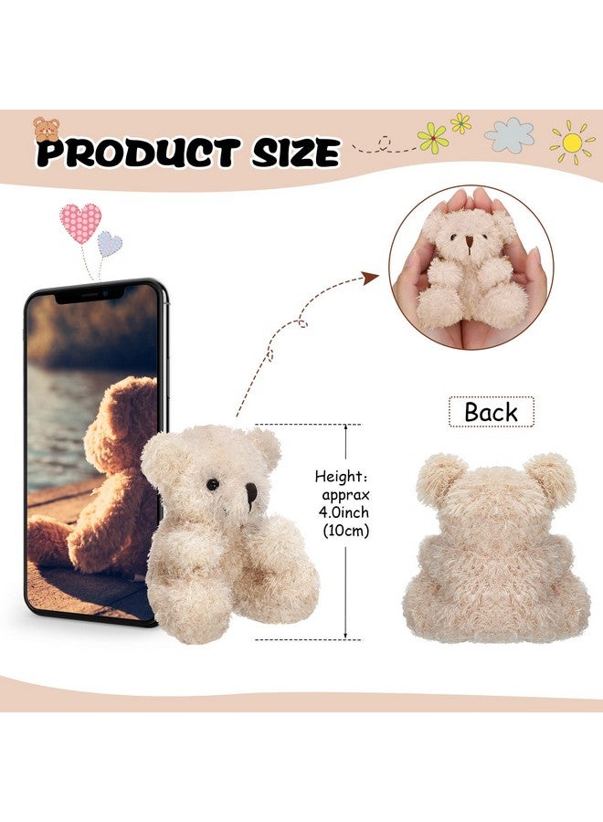 6 Pieces Mini Bear Plush Stuffed 4 Inch Small Bear Bulk Animal Toys For Baby Shower Party Favors Tiny Soft Bear Doll Gifts For Graduation Keychain Bag Charm Supplies (Brown Apricot)