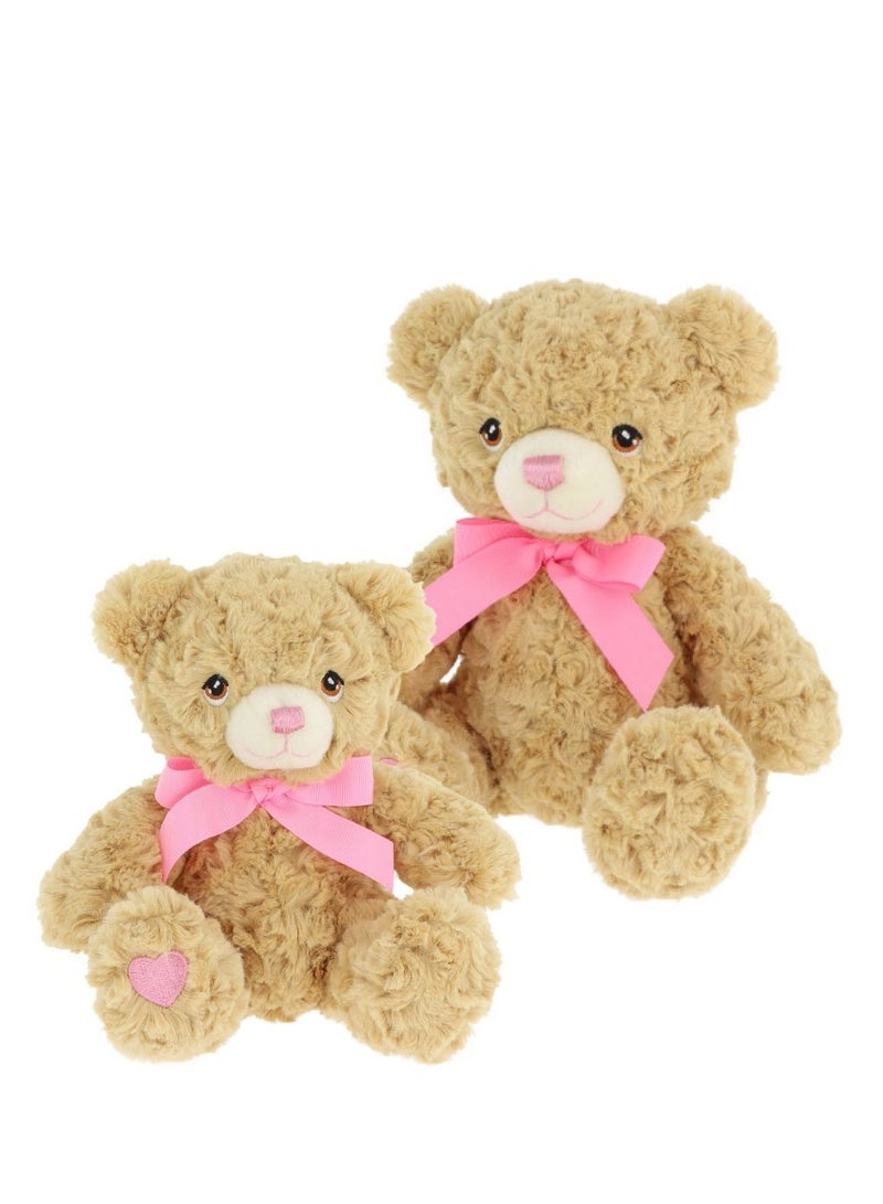 18cm Keeleco Bramble Bear with Pink Heart & Ribbon