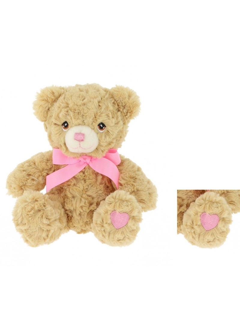 18cm Keeleco Bramble Bear with Pink Heart & Ribbon