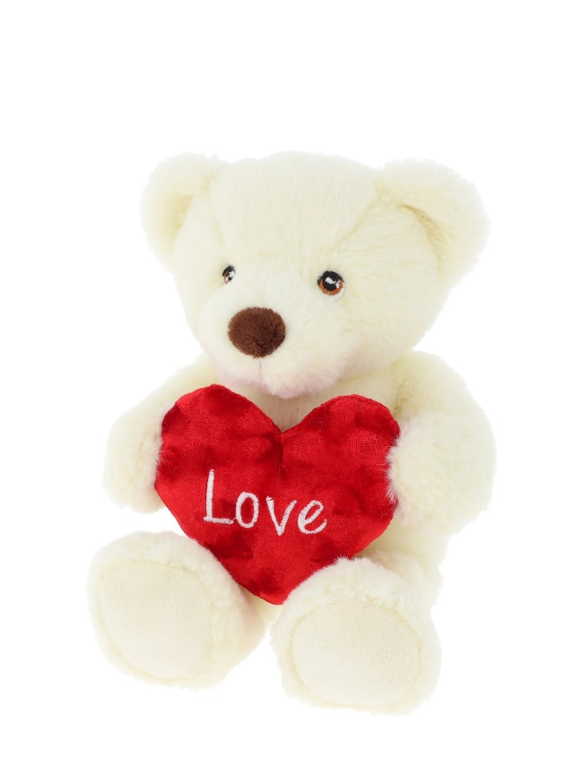 20cm Keeleco Cream Barney Bear with Heart