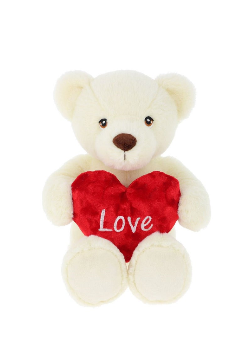 20cm Keeleco Cream Barney Bear with Heart