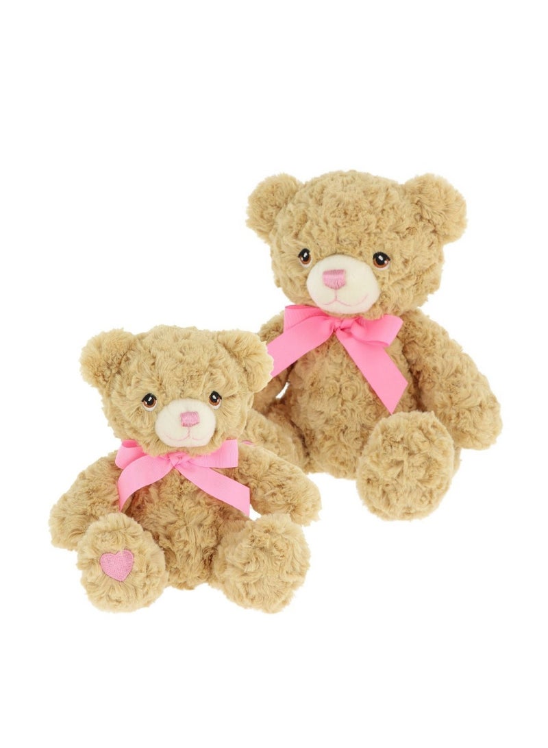 25cm Keeleco Bramble Bear with Pink Heart & Ribbon